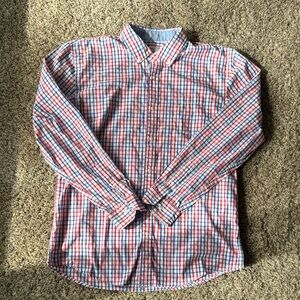 Casual Red and Blue Plaid Men's Shirt